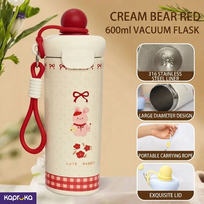 Cream Bear Red Cool And Hot Water Bottle