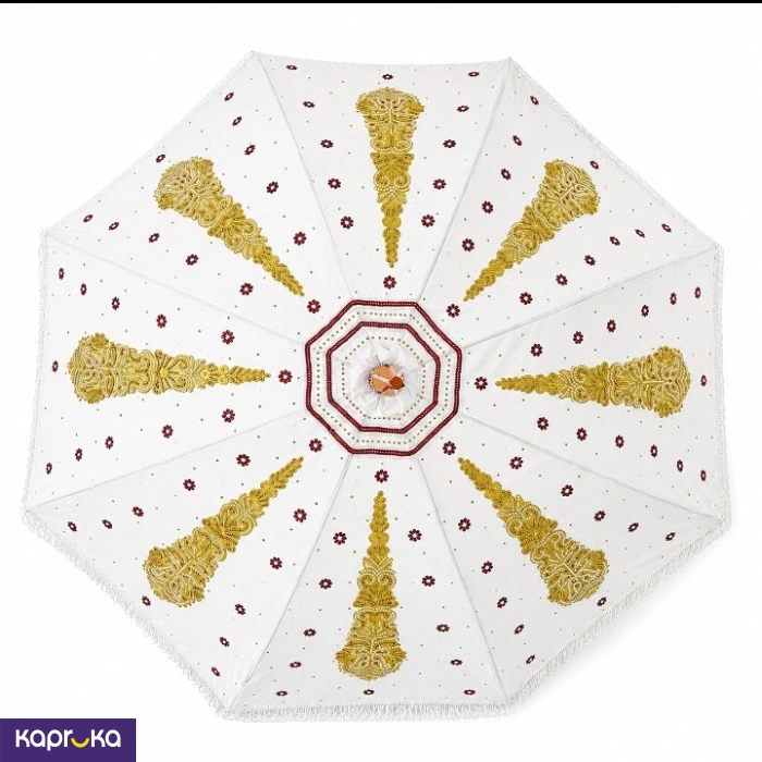Elegant White Red And Gold Pearl Decarative White Muthu Kudaya