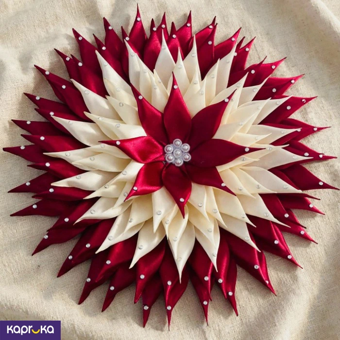 Handmade Puja Flower In Maroon And Lvory Color