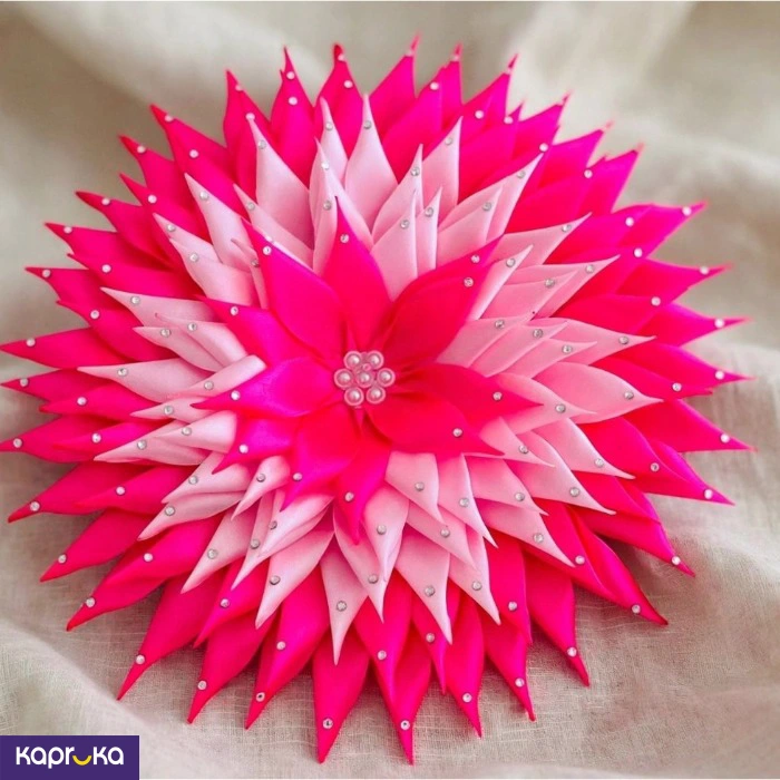 Handmade Puja Flower In Hot Pink And Baby Pink