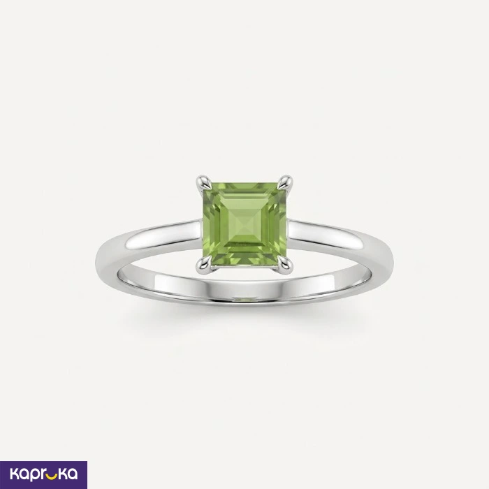 925 Silver Natural Peridot Womens Ring