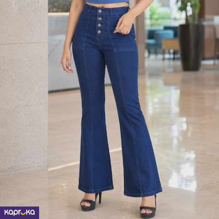 Stretch High Waist 4 Button Boot Cut