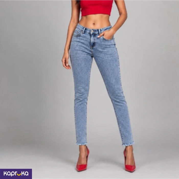 Stretch Low Waist Pencil Cut Acid Wash Denim