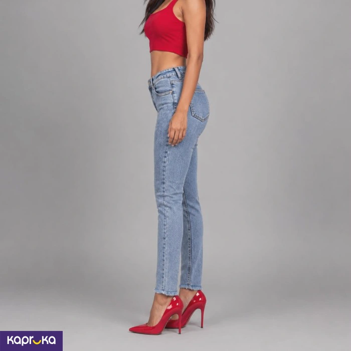 Stretch Low Waist Pencil Cut Acid Wash Denim