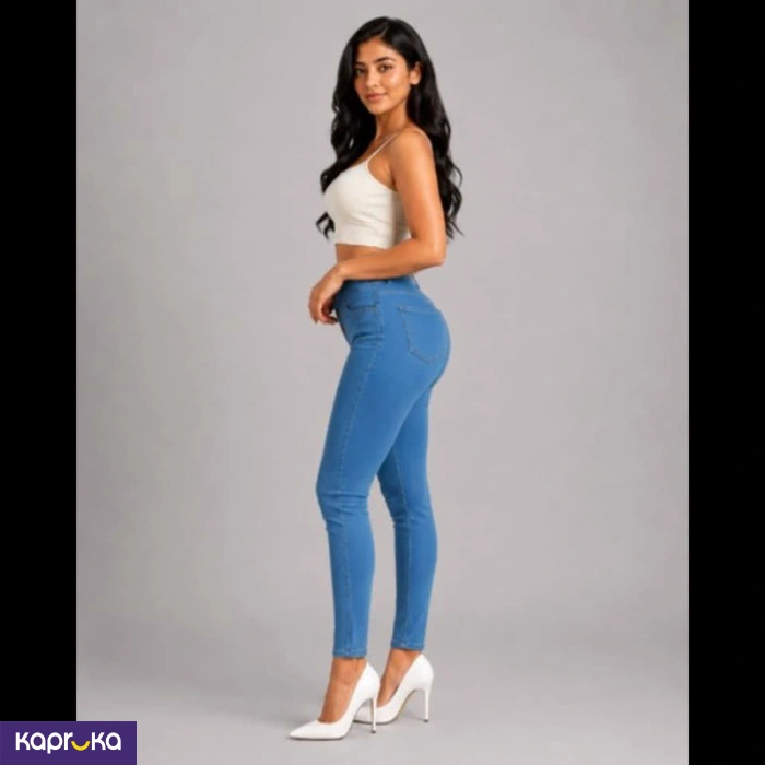 Stretch High Waist 4 Button Pencil Cut Denim
