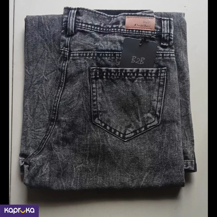 Mama Non Stretch Wide Leg Plazo Black Acid Wash Denim