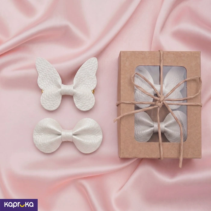 Kids Faux Leather Butterfly And Bow Hair Clip Set