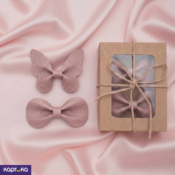 Kids Faux Leather Butterfly And Bow Hair Clip Set