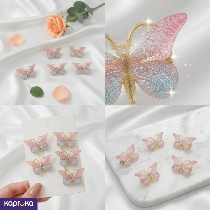 Sparkling Pastel Butterfly Hair Clip Set