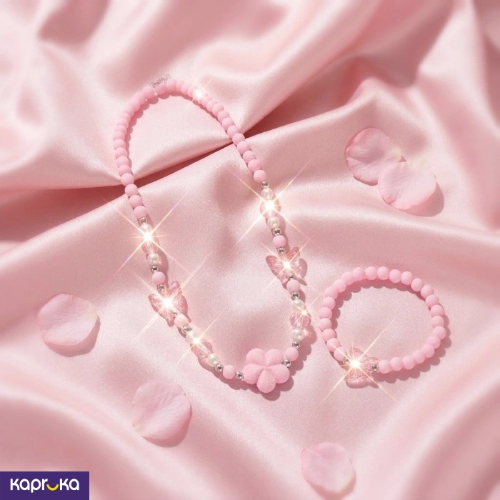 Kids Pastel Beaded Necklace And Bracelet Set
