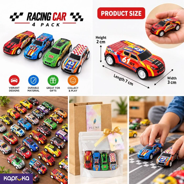 Mini Speed Racer Pull Back Toy Cars 4 Pack
