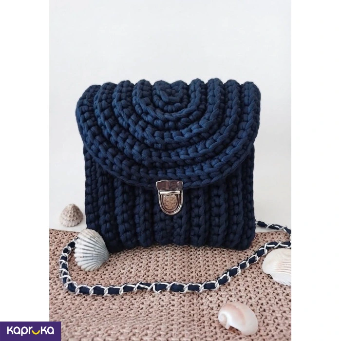 Handcrafted Crochet Navy Blue Crossbody Bag