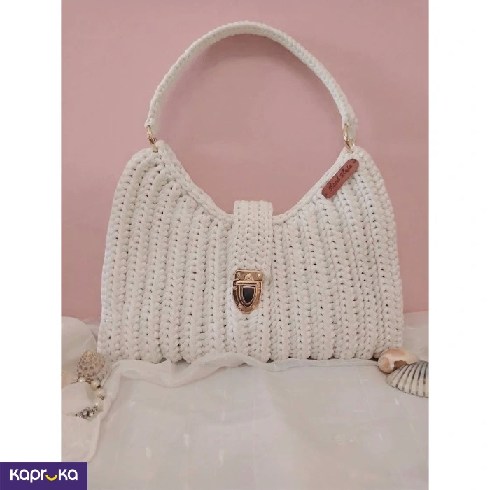 Handcrafted Crochet Off White Noura Shoulder Bag