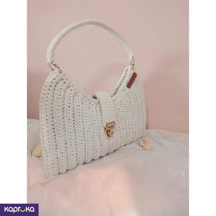Handcrafted Crochet Off White Noura Shoulder Bag
