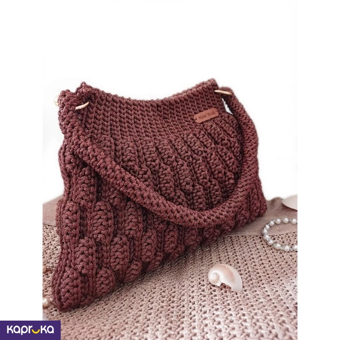 Handcrafted Crochet Cocoa Brown Wave Bag