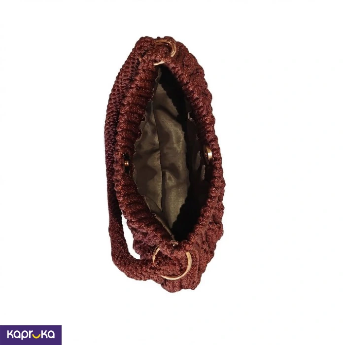Handcrafted Crochet Cocoa Brown Wave Bag
