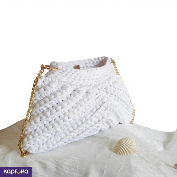 Handcrafted Crochet Daisy Shoulder Bag Pearl White