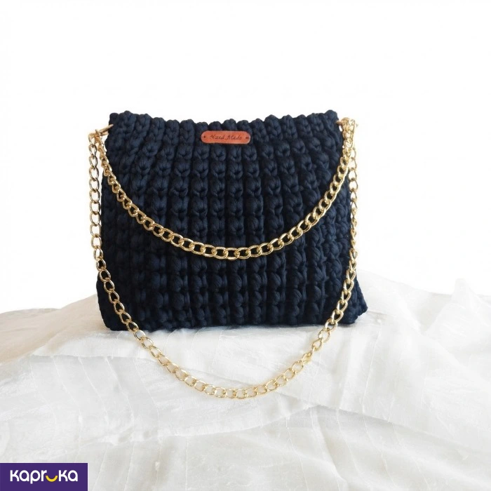 Handcrafted Crochet Bella Shoulder Bag Midnight Blue