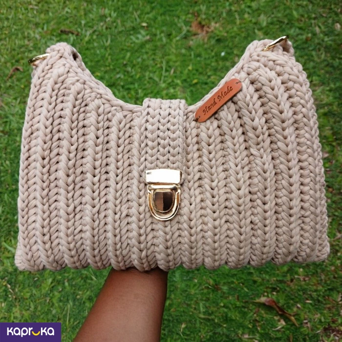 Handcrafted Crochet Noura Shoulder Bag Sand Brown