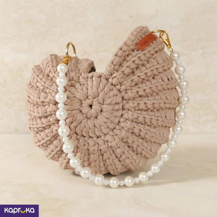 Handcrafted Crochet Shell Bag Warm Beige