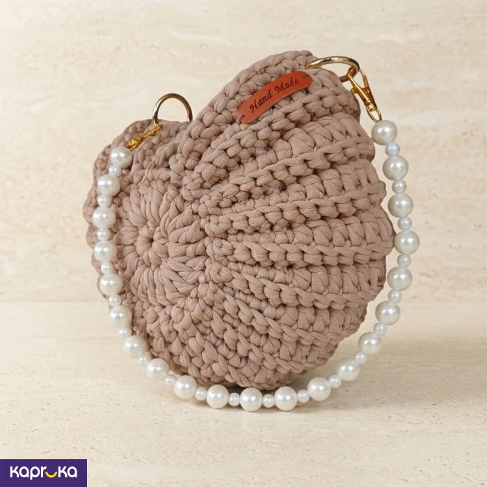 Handcrafted Crochet Shell Bag Warm Beige