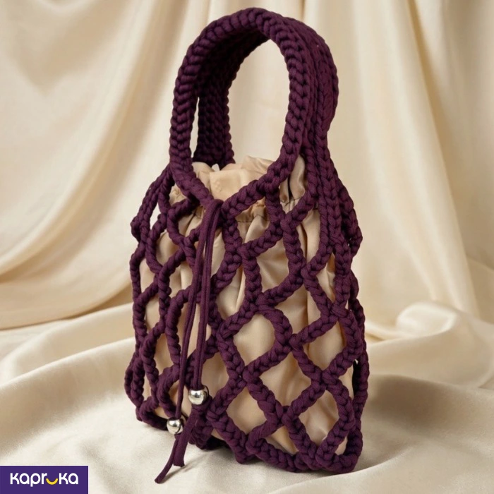 Handcrafted Crochet Mesh Bag Grape Wine