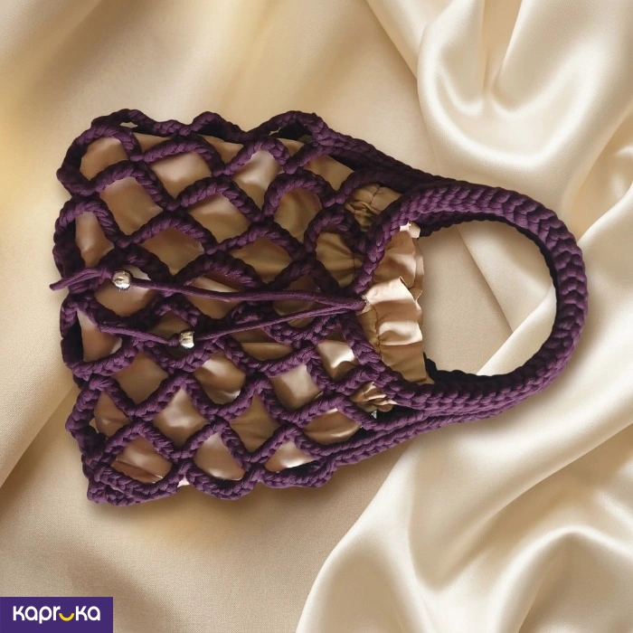 Handcrafted Crochet Mesh Bag Grape Wine