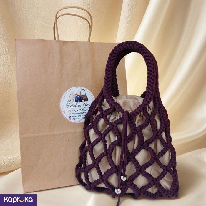 Handcrafted Crochet Mesh Bag Grape Wine
