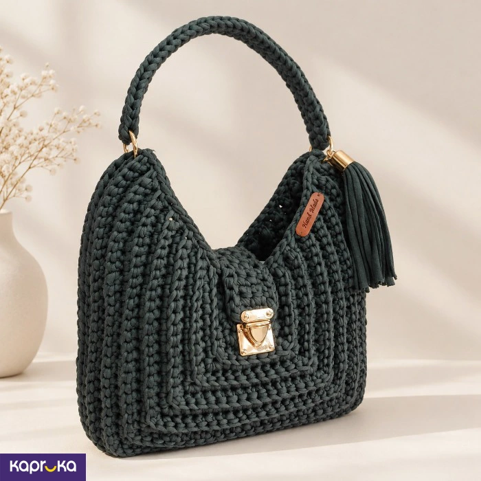 Handcrafted Crochet Lia Shoulder Bag Olive Green