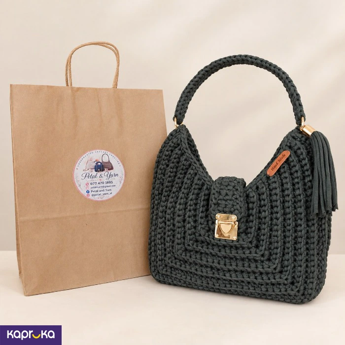 Handcrafted Crochet Lia Shoulder Bag Olive Green