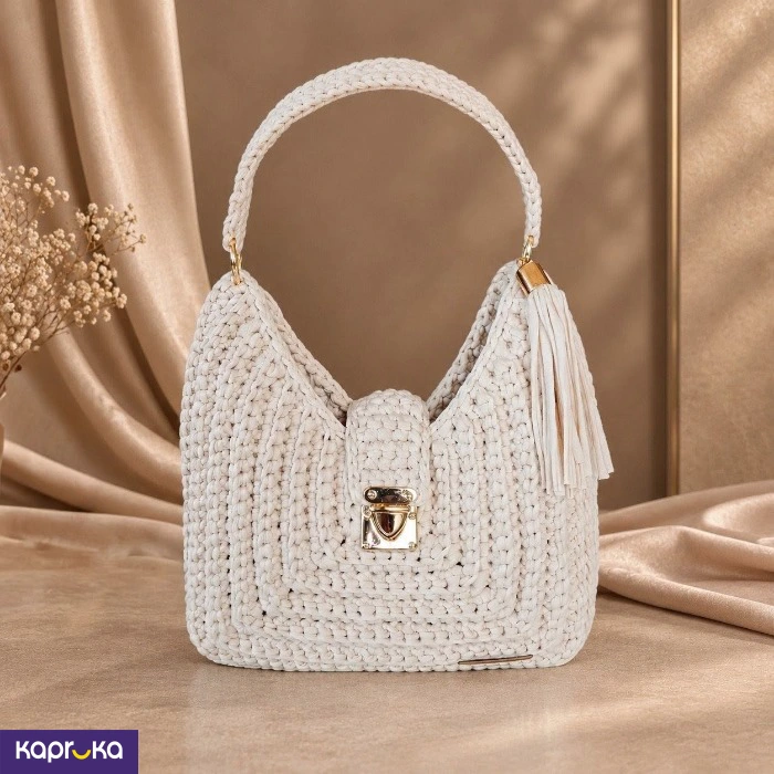 Handcrafted Crochet Lia Shoulder Bag Light Cream