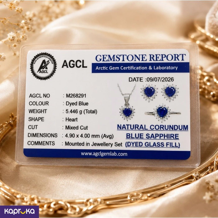 Natural Corundum Heart Shaped Blue Sapphire Set