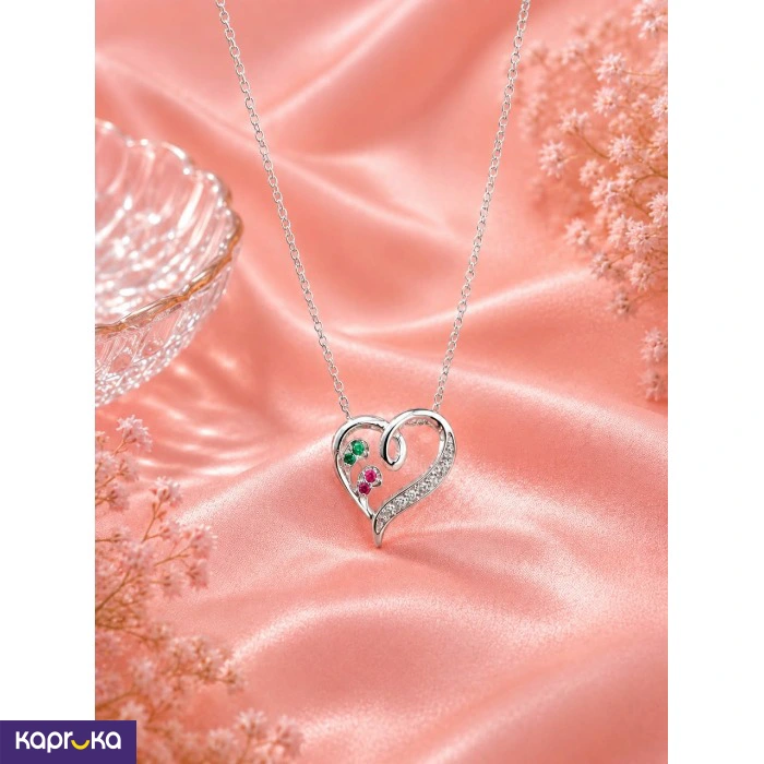 Pink And Green Harmony Heart Pendent With Chain