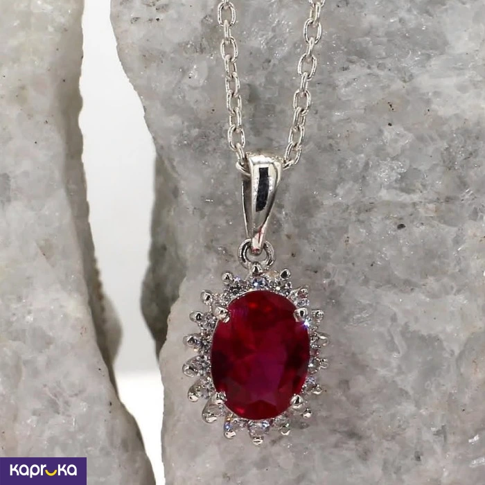 Crimson Bloom Pendent With Chain