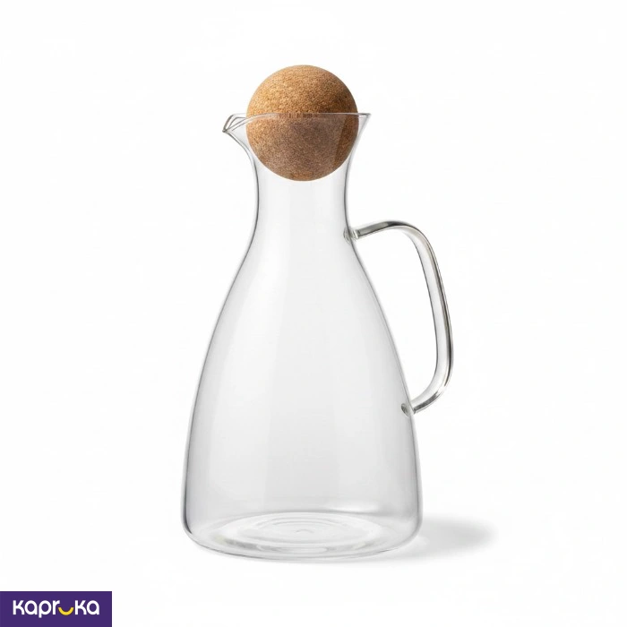 1600ml Elegant Borosilicate Glass Water Carafe With Spherical Cork Stopper