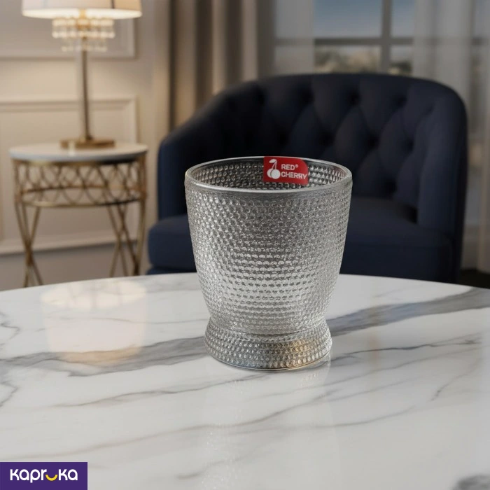 Red Cherry 280ml Honeycomb Pattern Glass Water Cup Set 6pcs