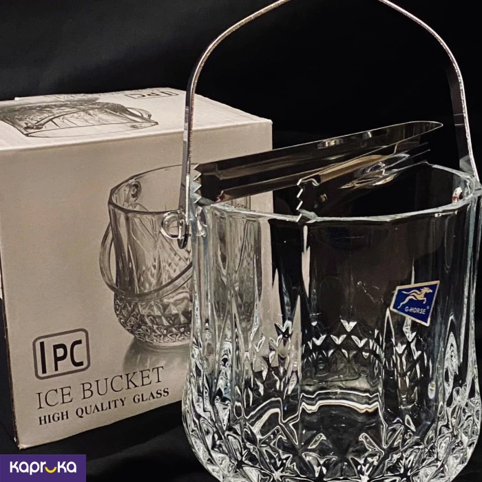 High Quality Diamond Cut Crystal Design Glass Ice Bucket