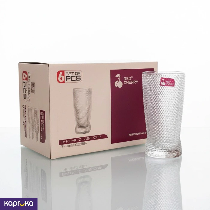 Red Cherry Premium Glass Cup 340ml 6pcs Set