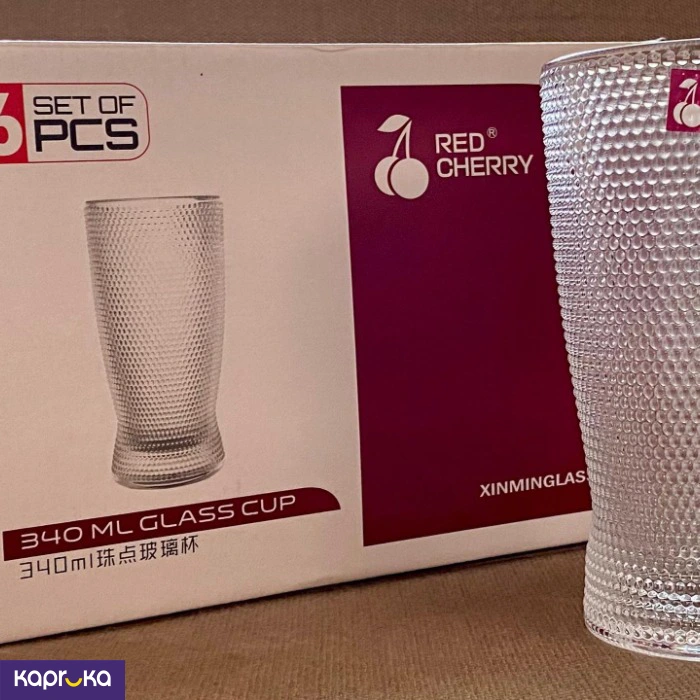 Red Cherry Premium Glass Cup 340ml 6pcs Set