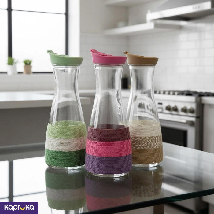 1ltr Glass Juice Jar And Water Carafe With Jute Twine Wrap