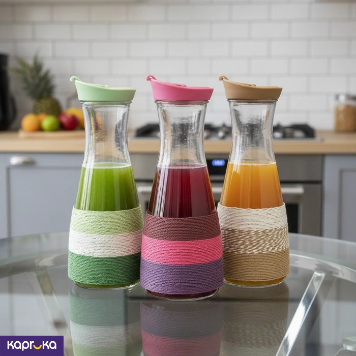 1ltr Glass Juice Jar And Water Carafe With Jute Twine Wrap