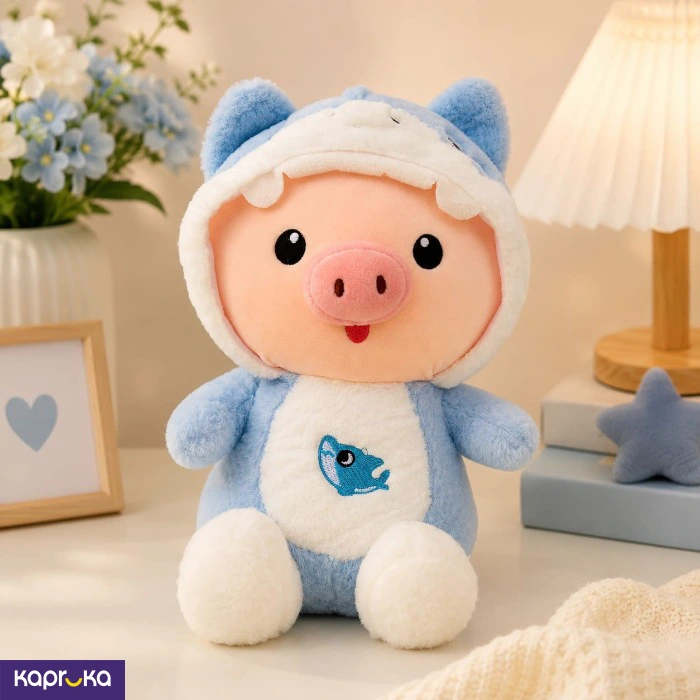 Baby Piggy Shark Onesie Plush Pink Piggy In Blue Shark Costume 12 Inches