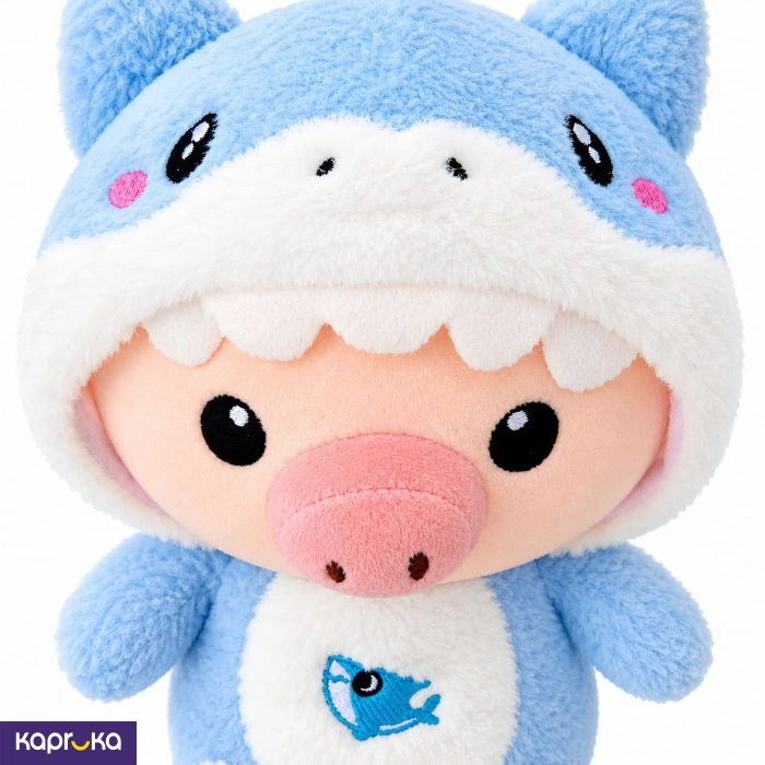 Baby Piggy Shark Onesie Plush Pink Piggy In Blue Shark Costume 12 Inches