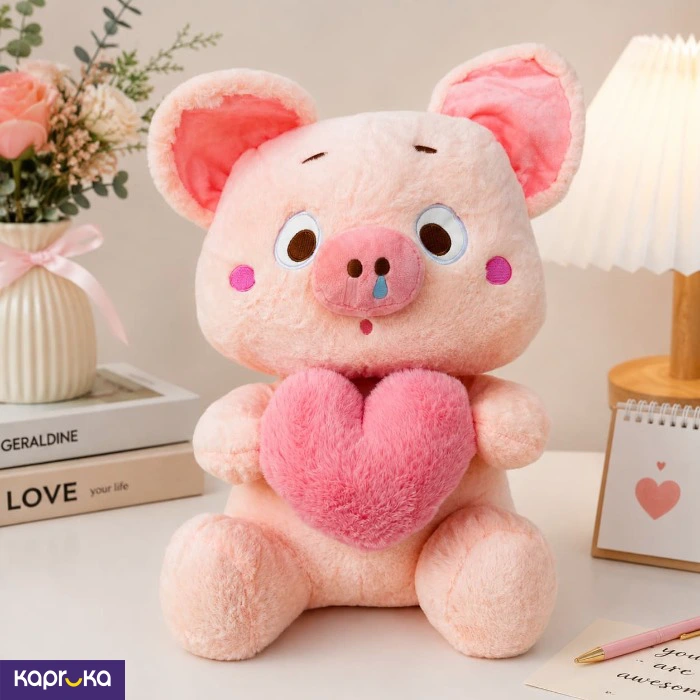 Sweetheart Piggy Plush Pink Pig Holding A Heart 17 Inches