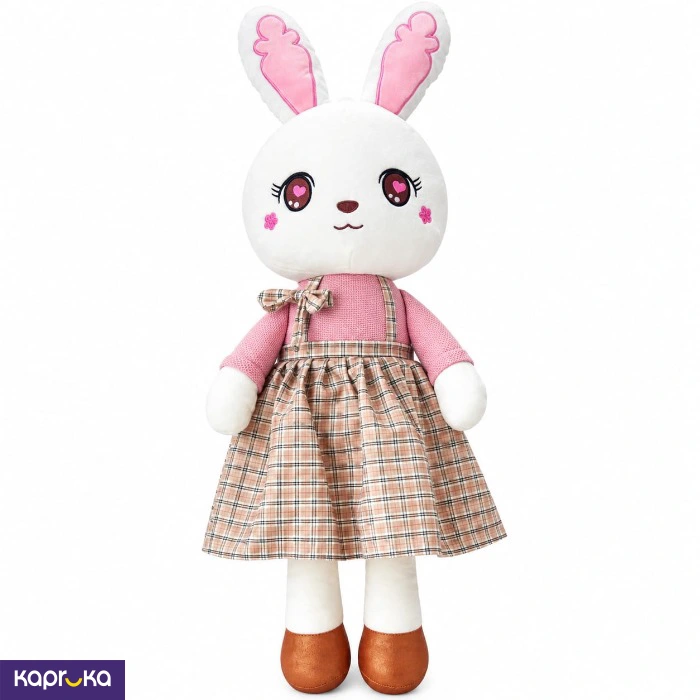 Cute Plaid Dress Bunny Doll Plush Toy 33 Inches