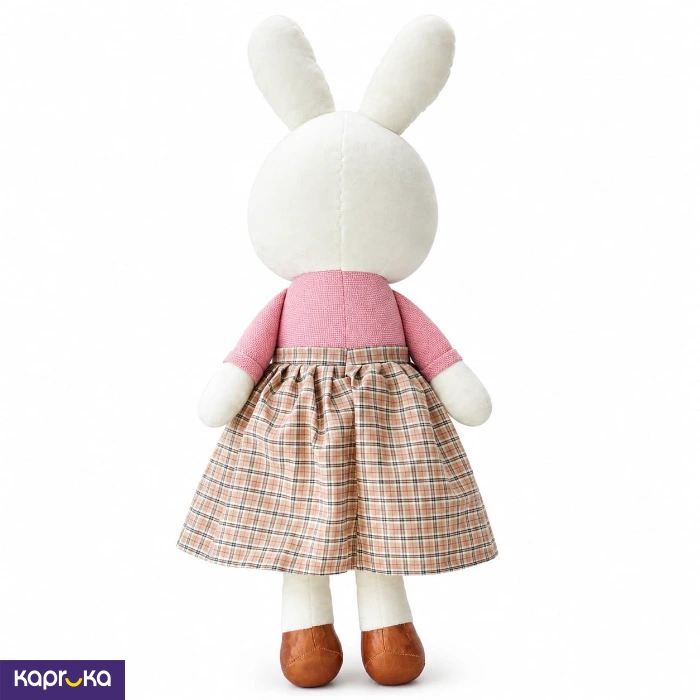 Cute Plaid Dress Bunny Doll Plush Toy 33 Inches