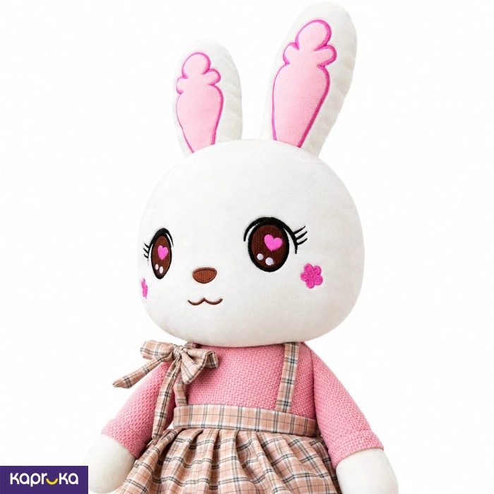 Cute Plaid Dress Bunny Doll Plush Toy 33 Inches