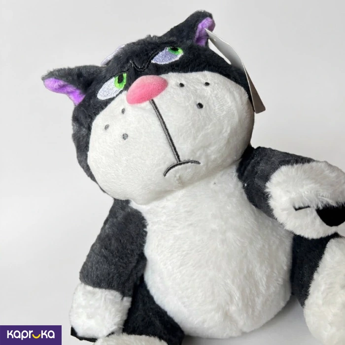 Angry Black And White Cat Plush Toy 8 Inches
