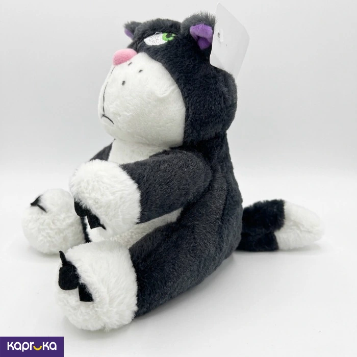 Angry Black And White Cat Plush Toy 8 Inches