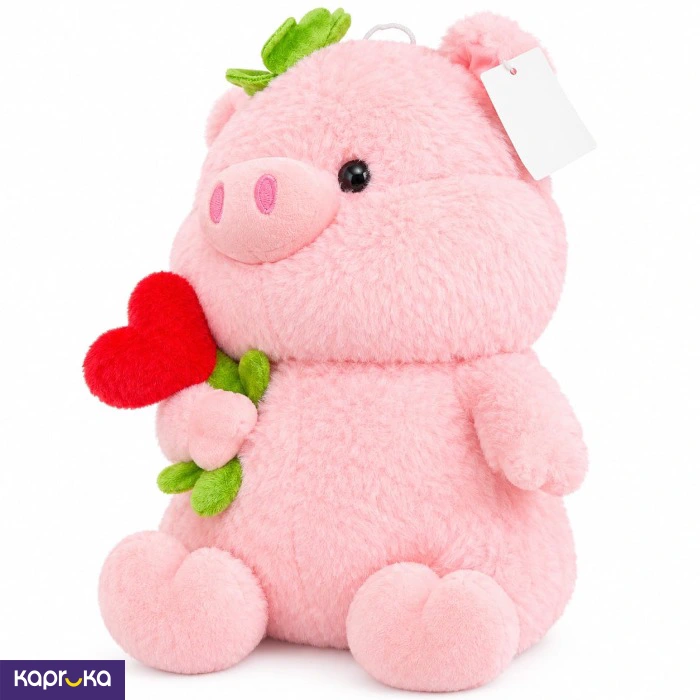 Cute Blossom Heart Piggy Plush Toy 10 Inches